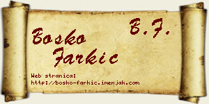 Boško Farkić vizit kartica